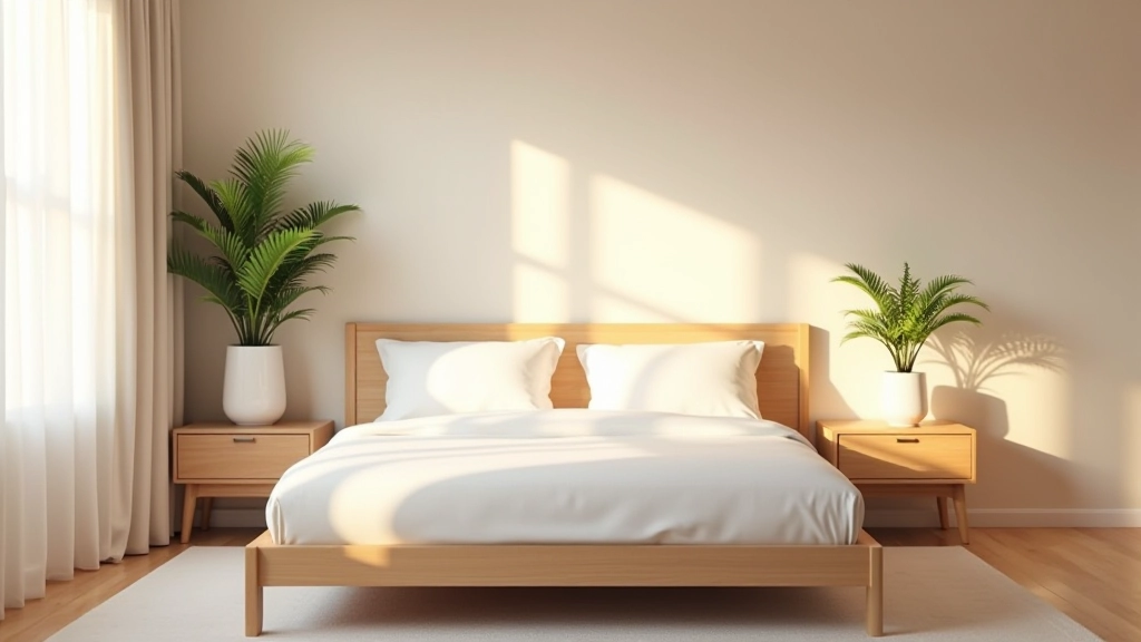 Serene modern bedroom with wood and natural elements
